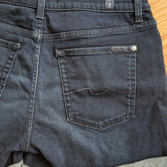 NEW 7 For All Mankind Rolled Hem Denim Shorts Women's 31 Kaia Jean mid rise blue - Picture 6 of 13